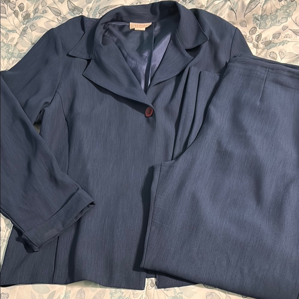 Blue Two-Piece Suit Set